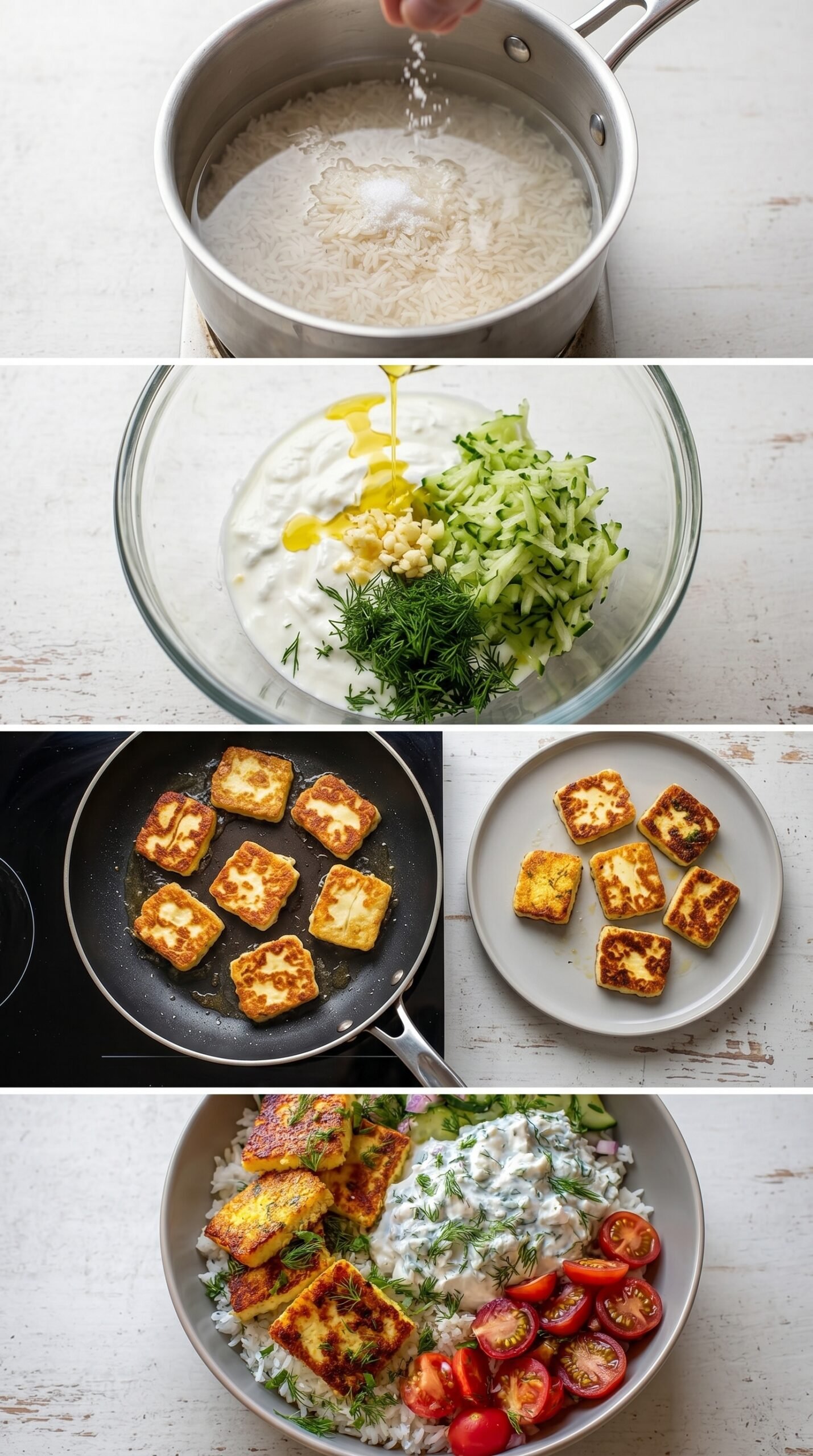 Halloumi Bowl mit Reis und Tzatziki – frisch, sättigend und ausgewogen recipe instructions