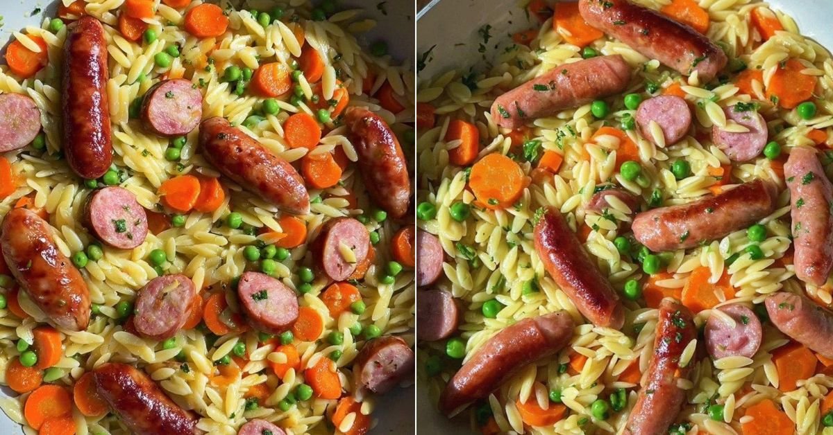 Kritharaki Pfanne mit Würstchen – cremige One-Pan-Pasta für den Alltag recipe photo