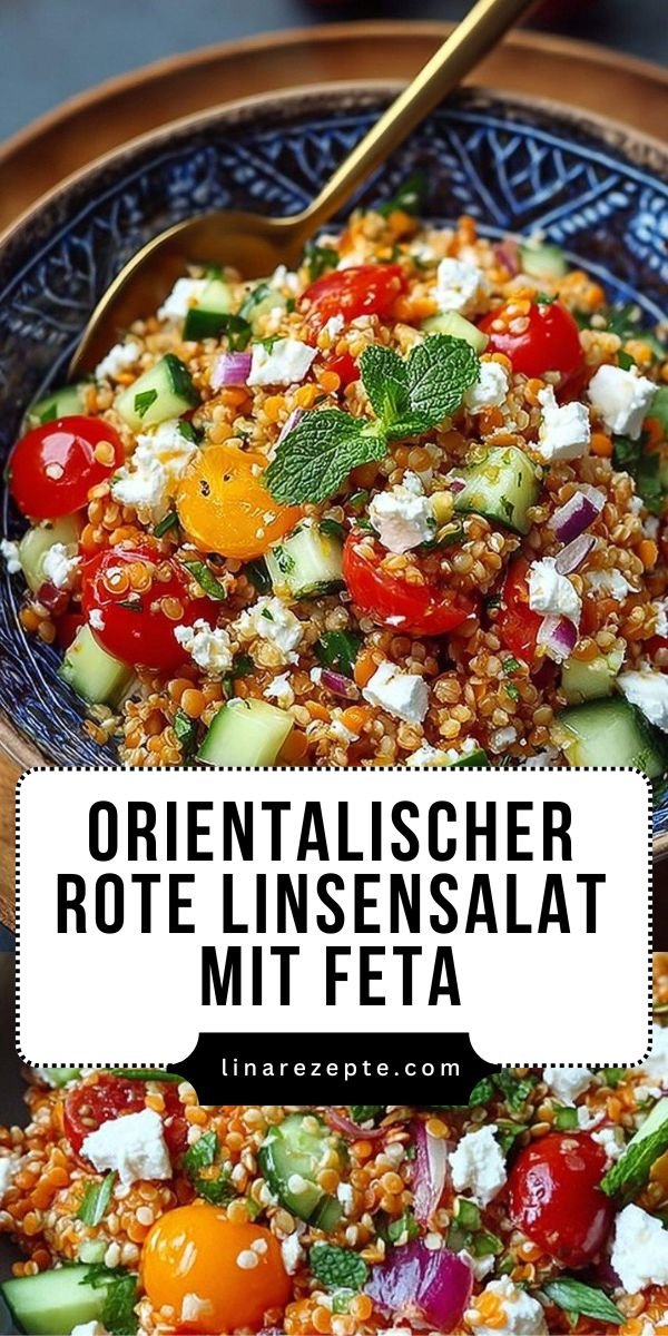 Orientalischer Rote Linsensalat mit Feta einfach genießen! save this recipe