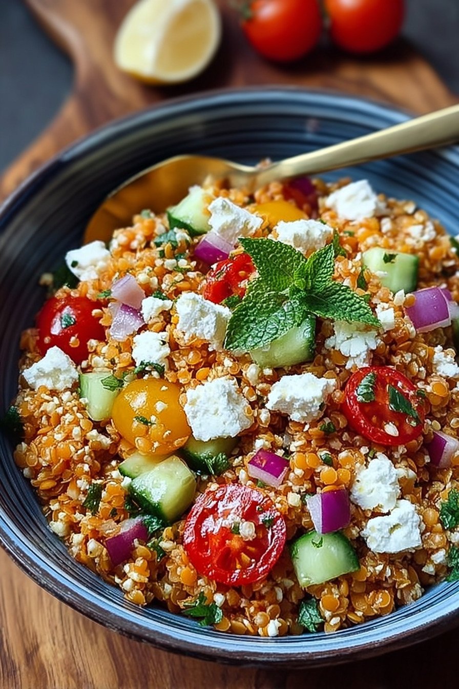 Orientalischer Rote Linsensalat mit Feta einfach genießen! extra recipe photo