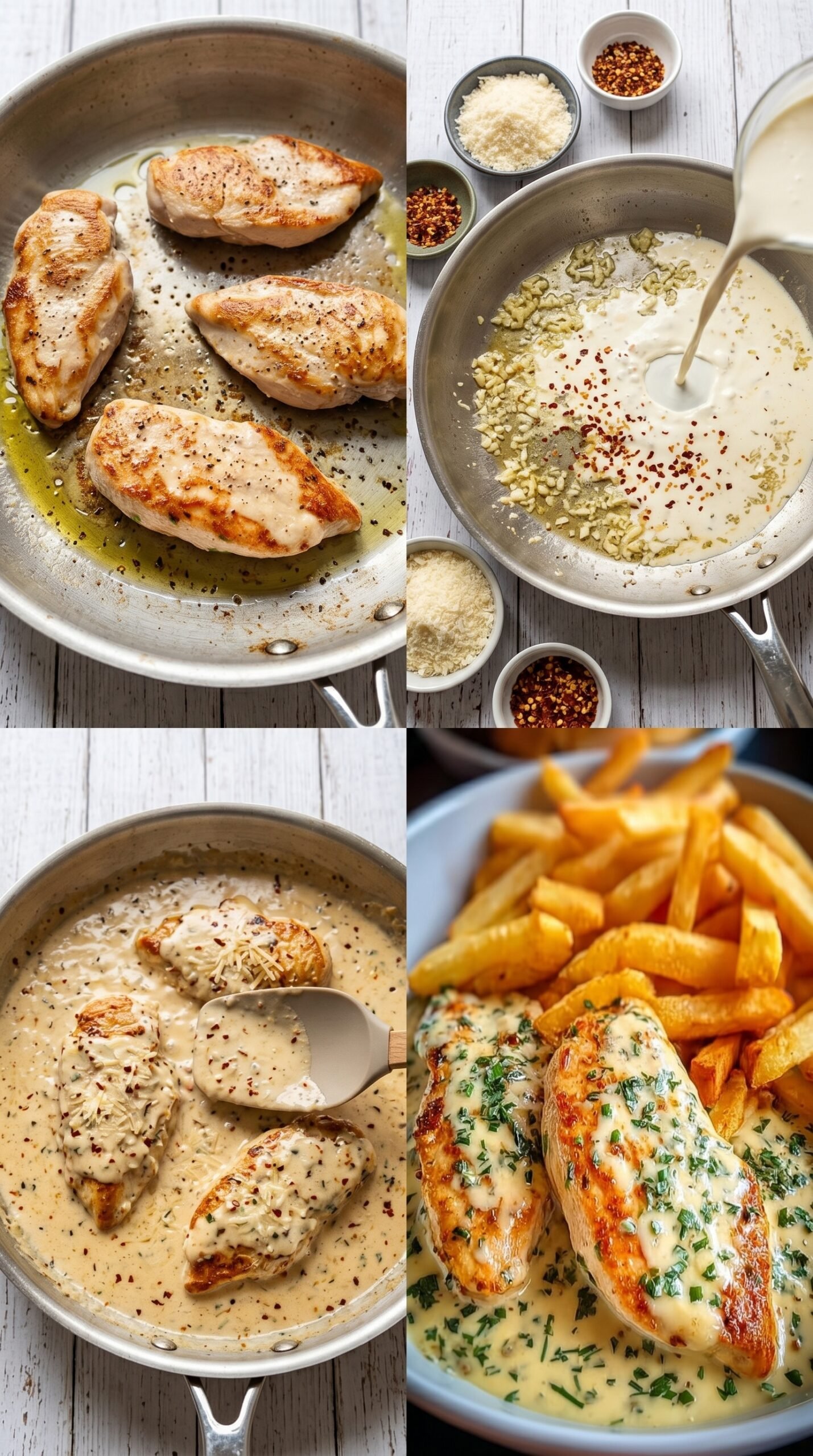 Hähnchenfilet in würziger, cremiger Knoblauch-Parmesan-Sauce recipe instructions