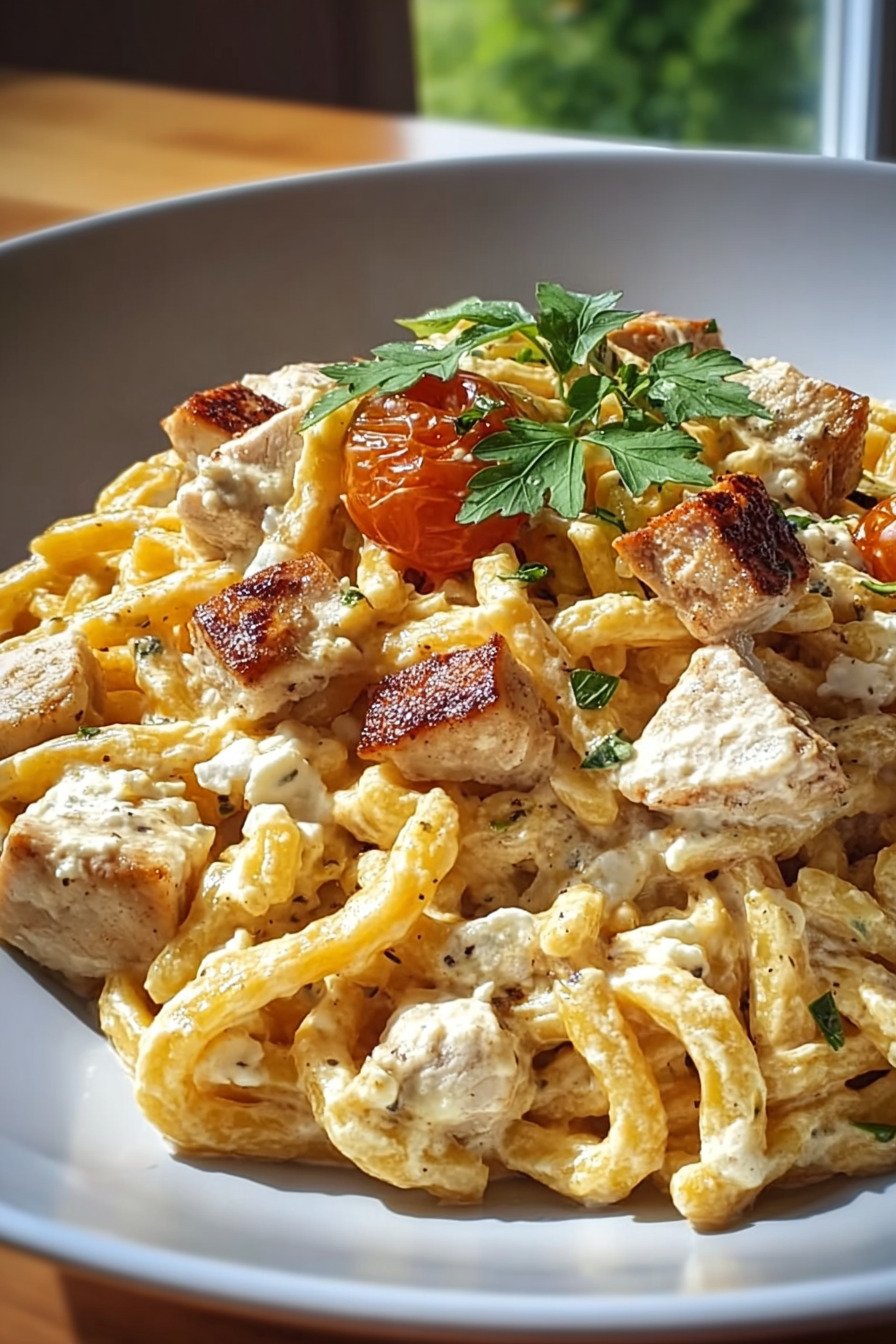 Cremige Hähnchen Feta Pasta mit Spinat und Kirschtomaten recipe tips